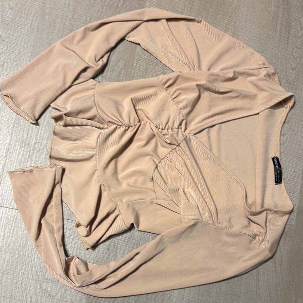 Chic Beige Long Sleeve Top